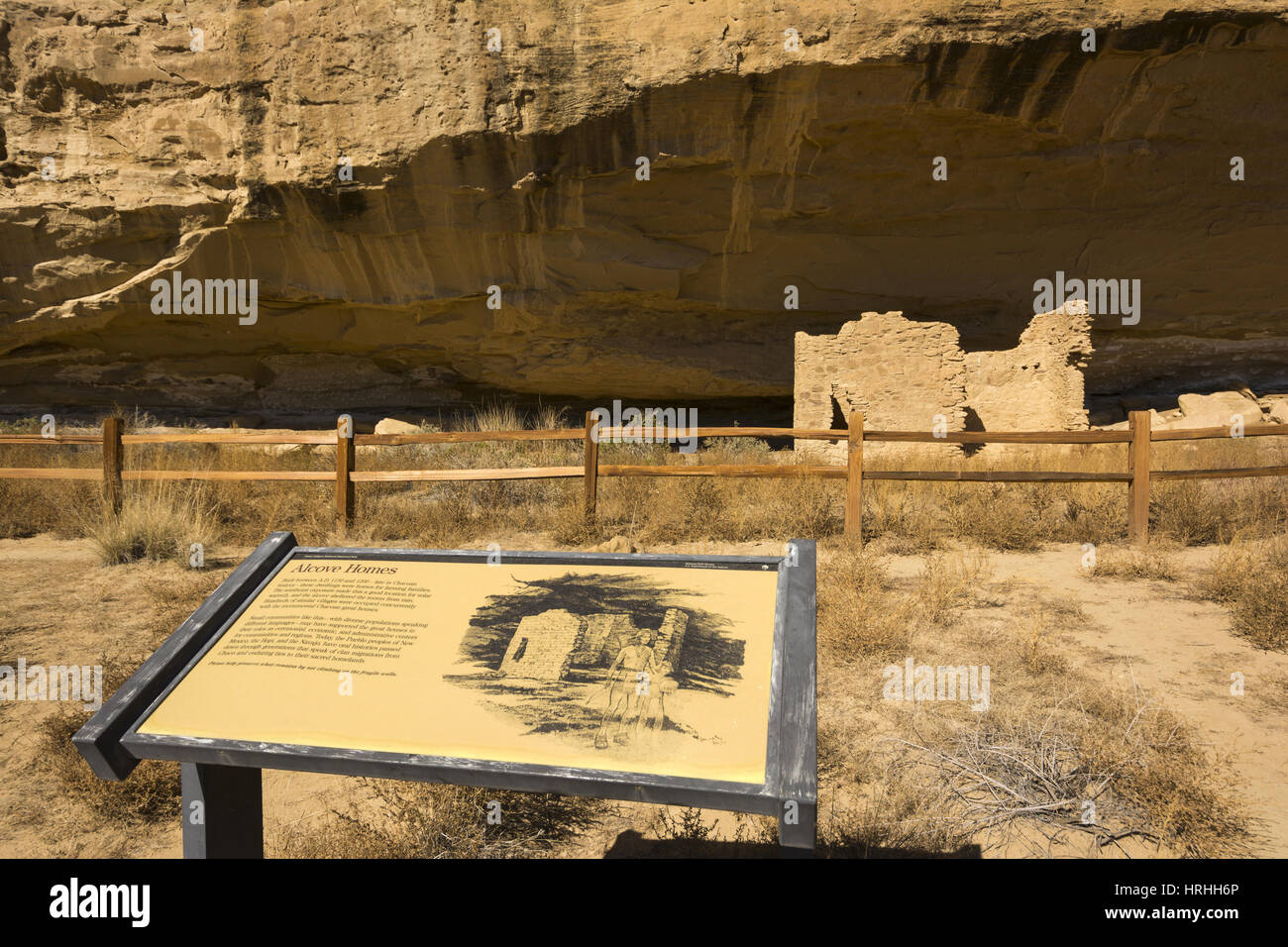 New Mexico, Chaco Culture National Historical Park, Alcove House Stock