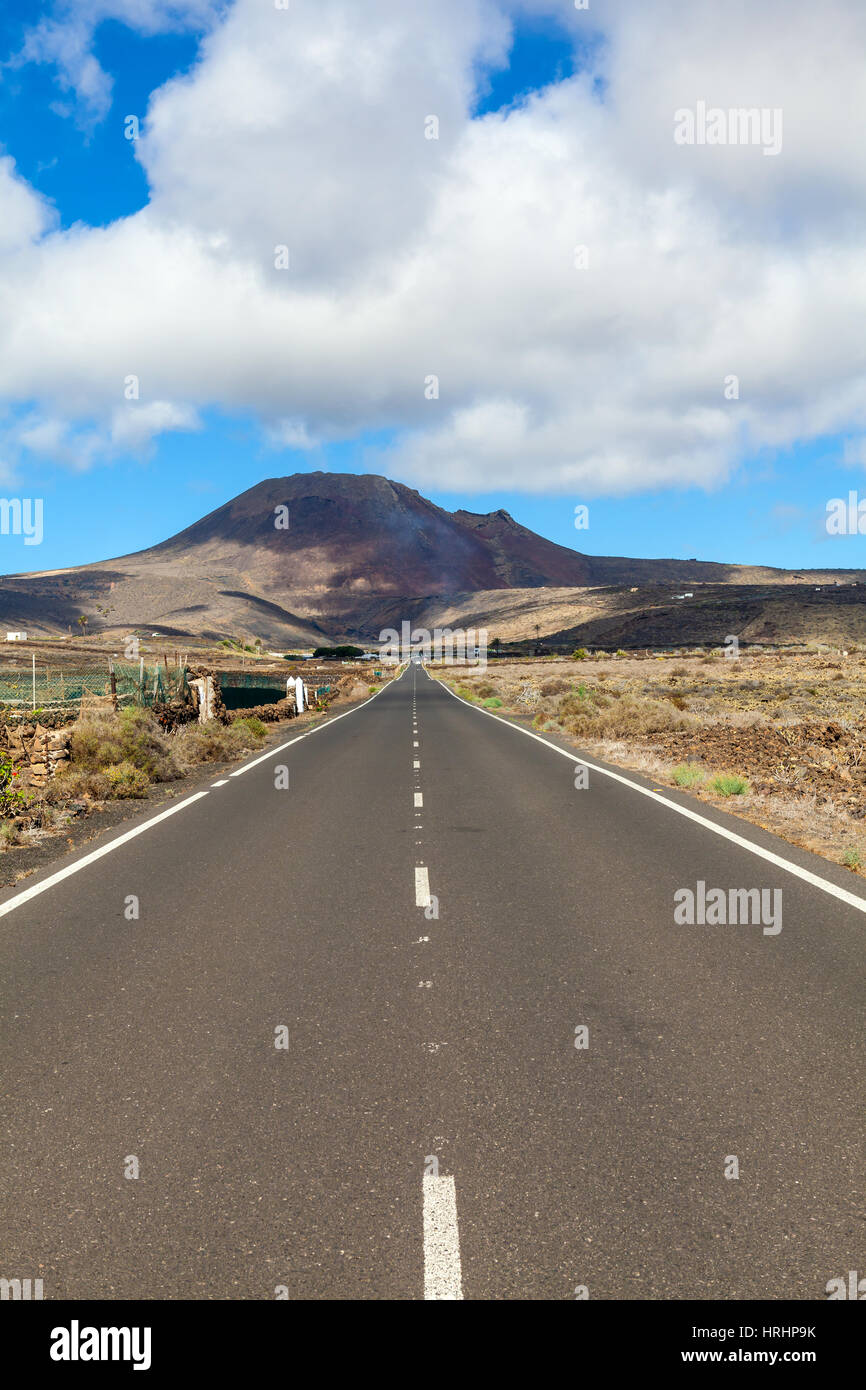 Image of road in Lanzarote, Canary Islands, Spain Stock Photo