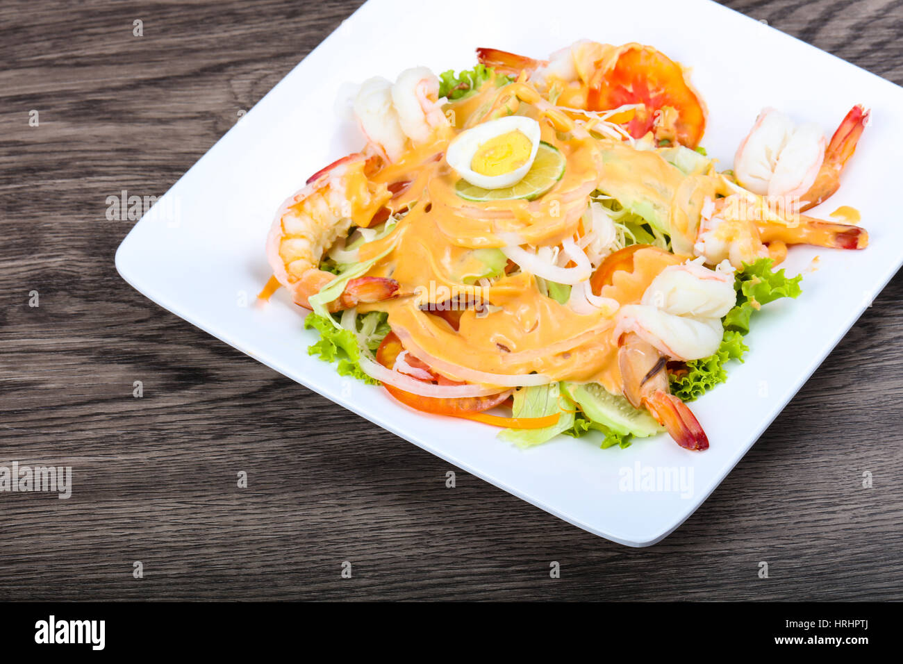 Shrimp cocktail with 1000 islands sauce and lime Stock Photo Alamy