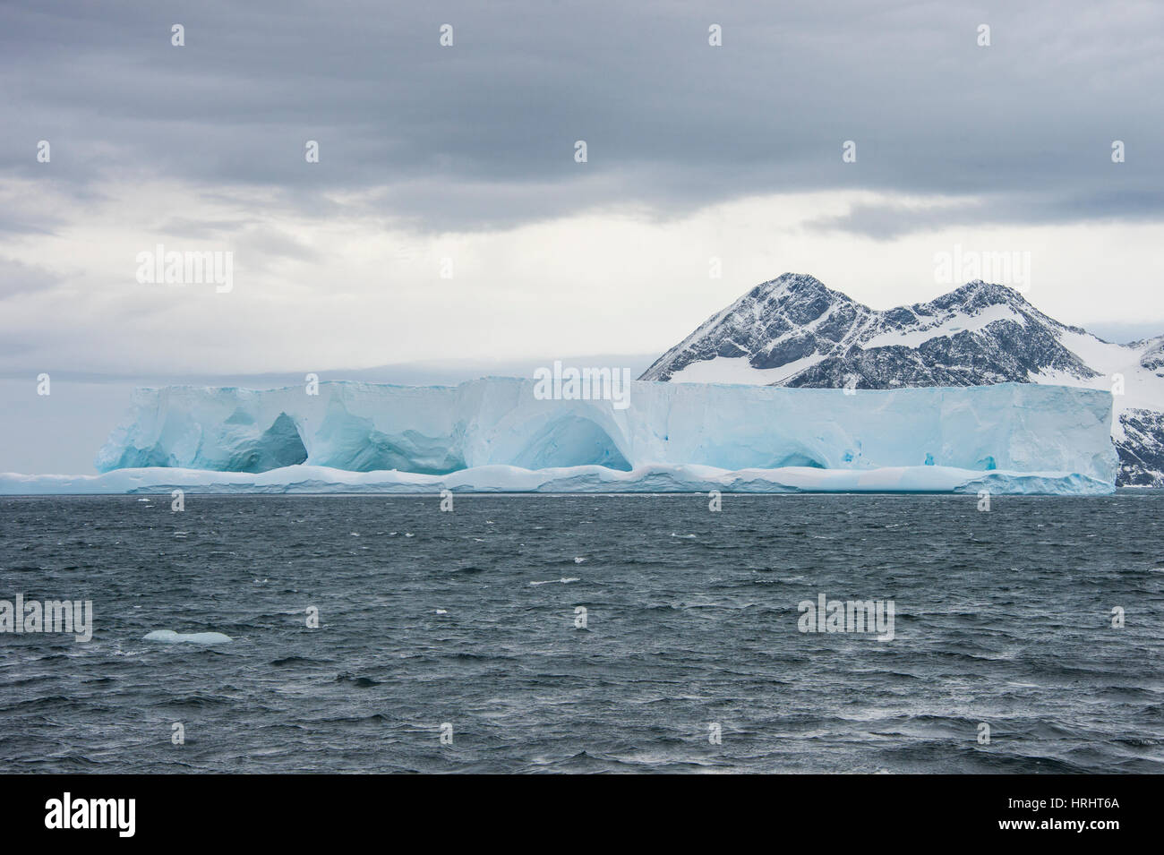 Floating iceberg on Elephant Island, South Shetland Islands, Antarctica, Polar Regions Stock Photo