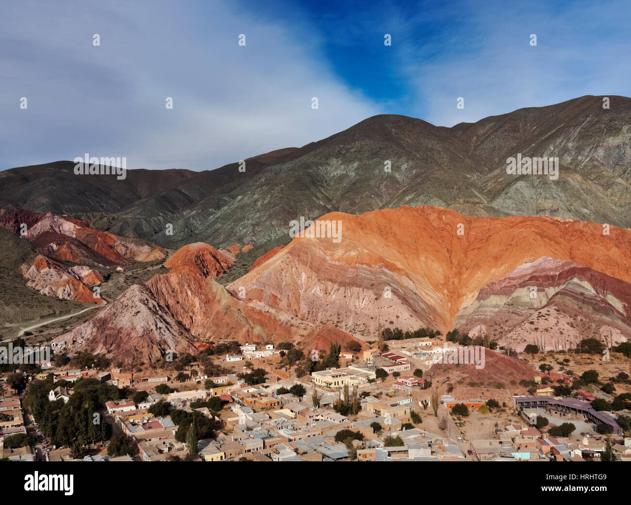 Elevated view of the town and the Hill of Seven Colours (Cerro de los ...