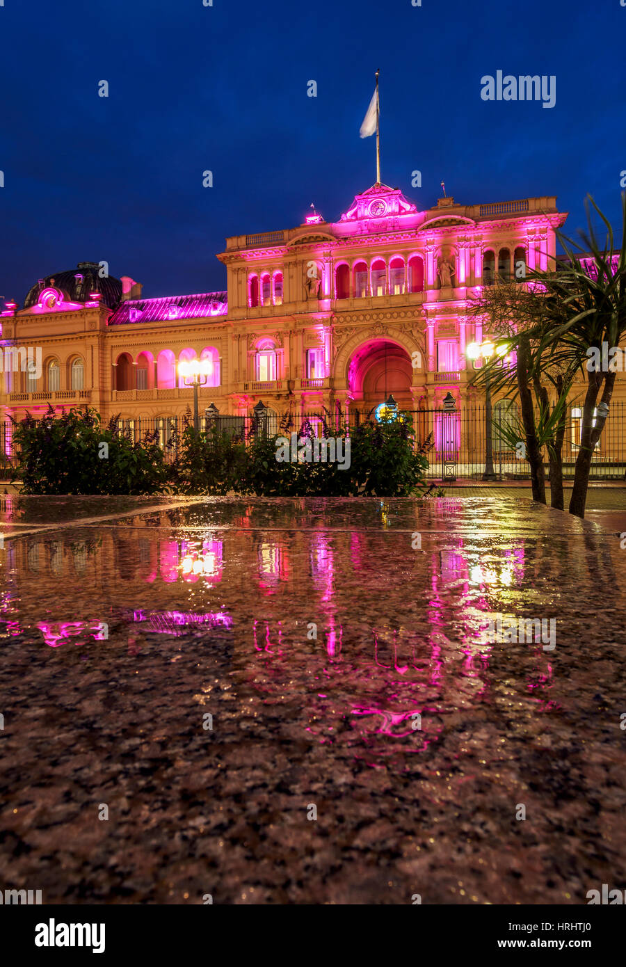 Twilight View Of The Casa Rosada On Plaza De Mayo Monserrat City Of