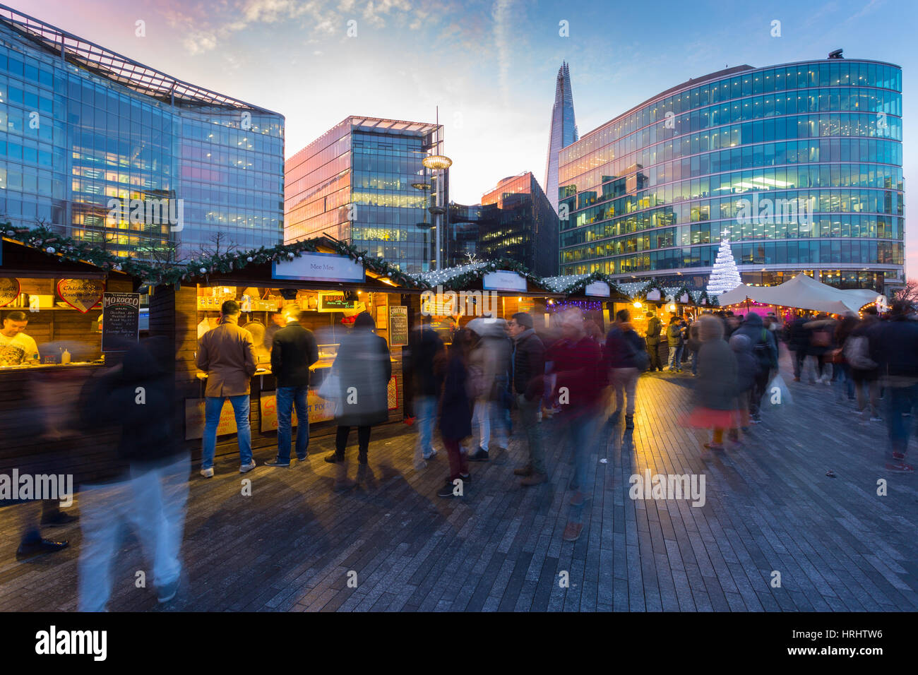Christmas Market, The Scoop and The Shard, South Bank, London, England, United Kingdom Stock Photo