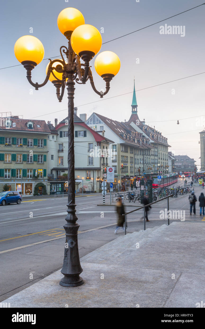 Shops on Kornhausplatz, Bern, Jungfrau region, Bernese Oberland, Swiss Alps, Switzerland Stock Photo