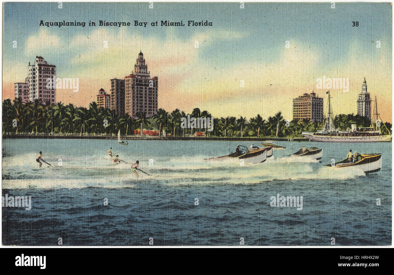 Aquaplaning in Biscayne Bay at Miami, Florida Stock Photo