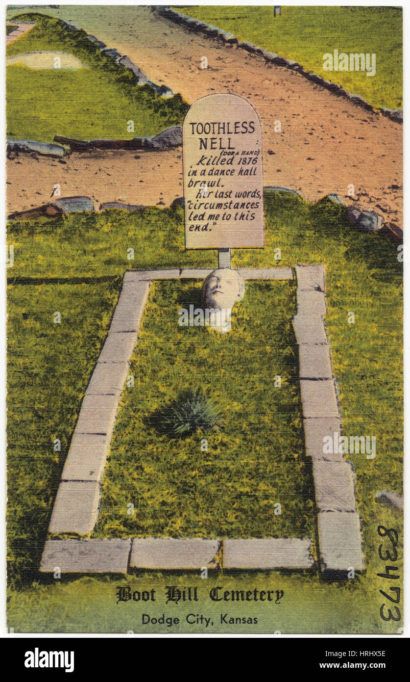 Kansas Boot Bill Cemetery, 'Toothless Nell', Dodge City, Kansas Stock