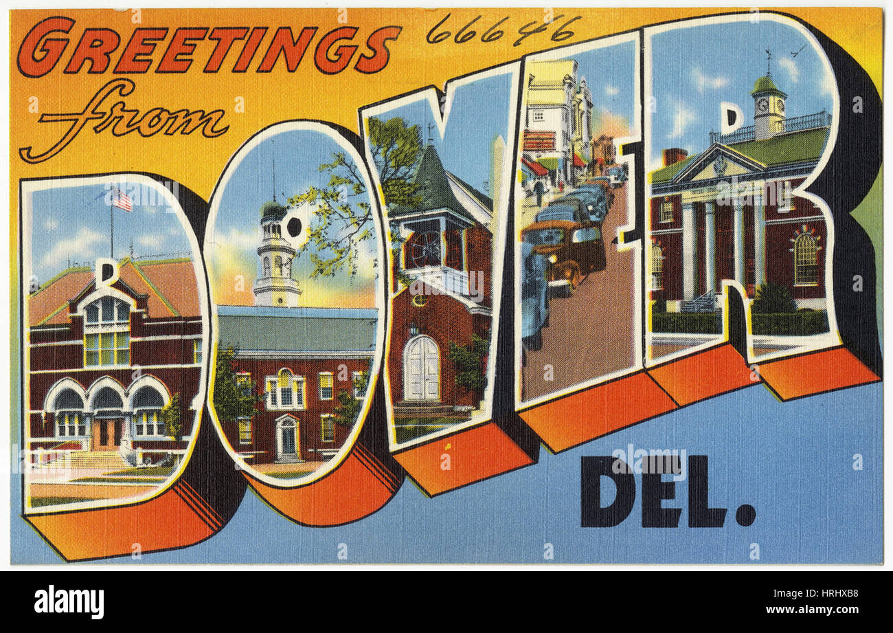 Delaware -  Greetings from Dover, Del. Stock Photo