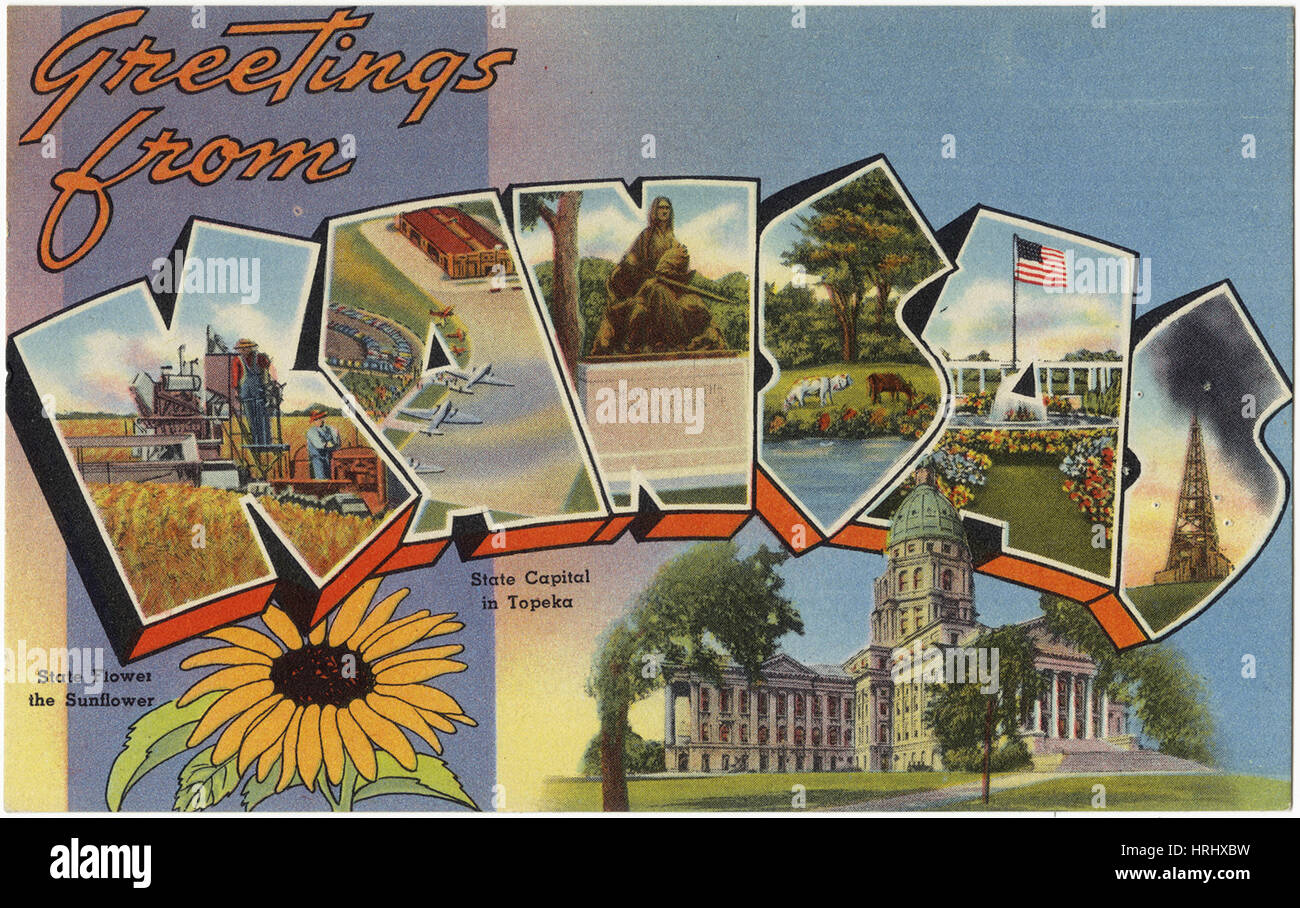 Greetings from kansas postcard hires stock photography and images Alamy