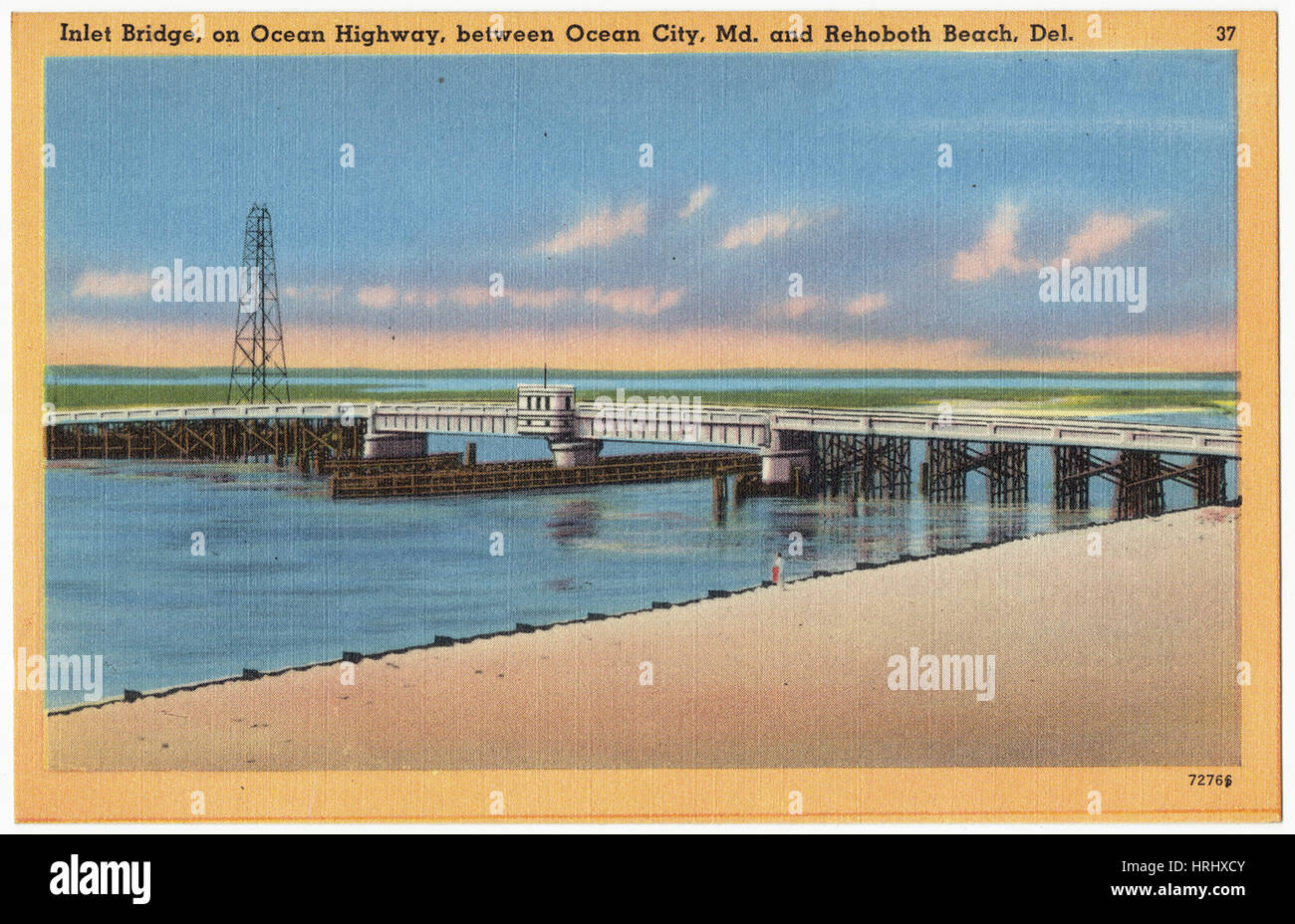 Delaware -  Inlet Bridge, on Ocean Highway, between Ocean City, Md. and Rehoboth Beach, Del. Stock Photo