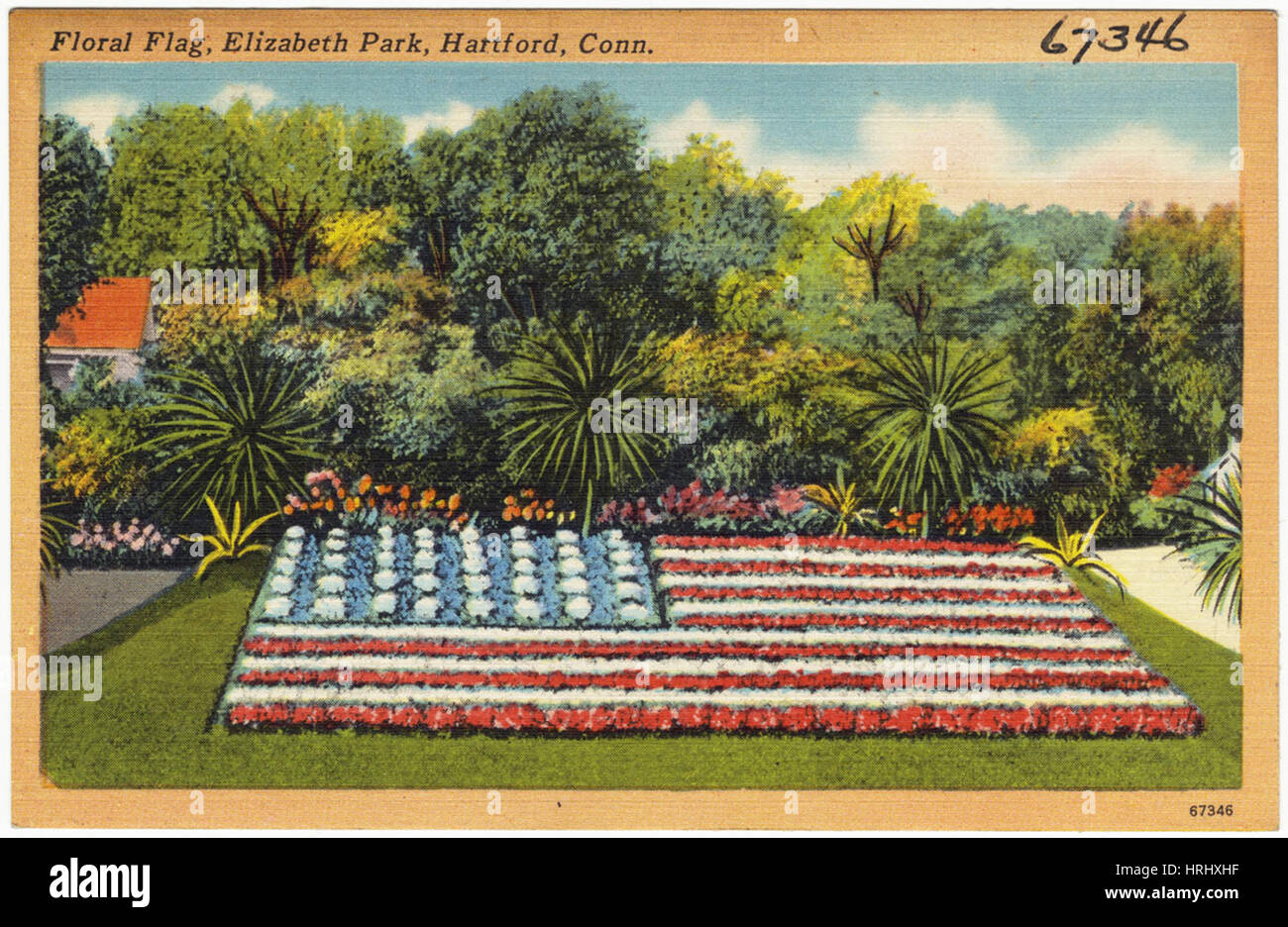 Connecticut -  Floral Flag, Elizabeth Park, Hartford, Conn. Stock Photo