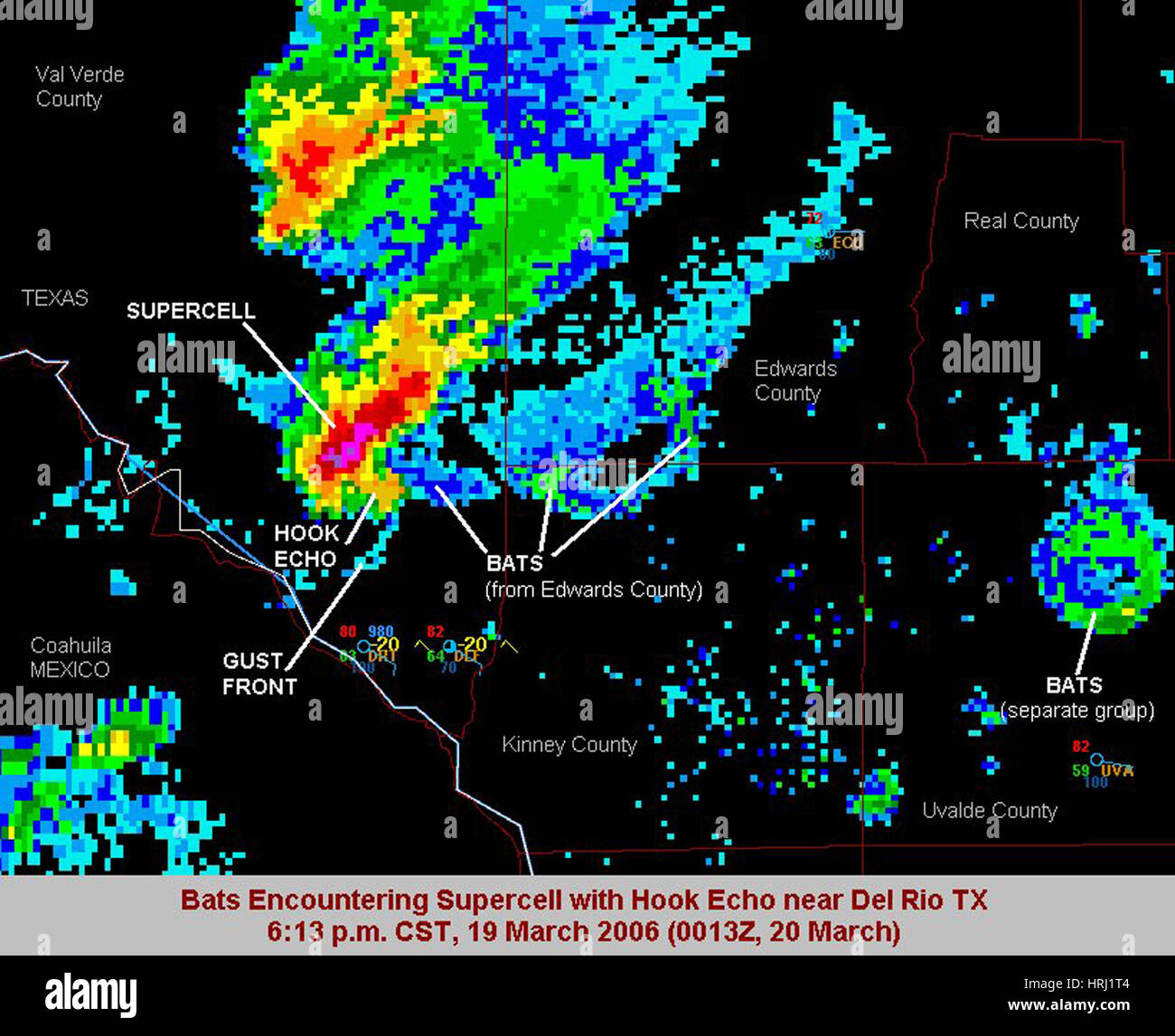 Bats encounter supercell with hook echo hires stock photography and