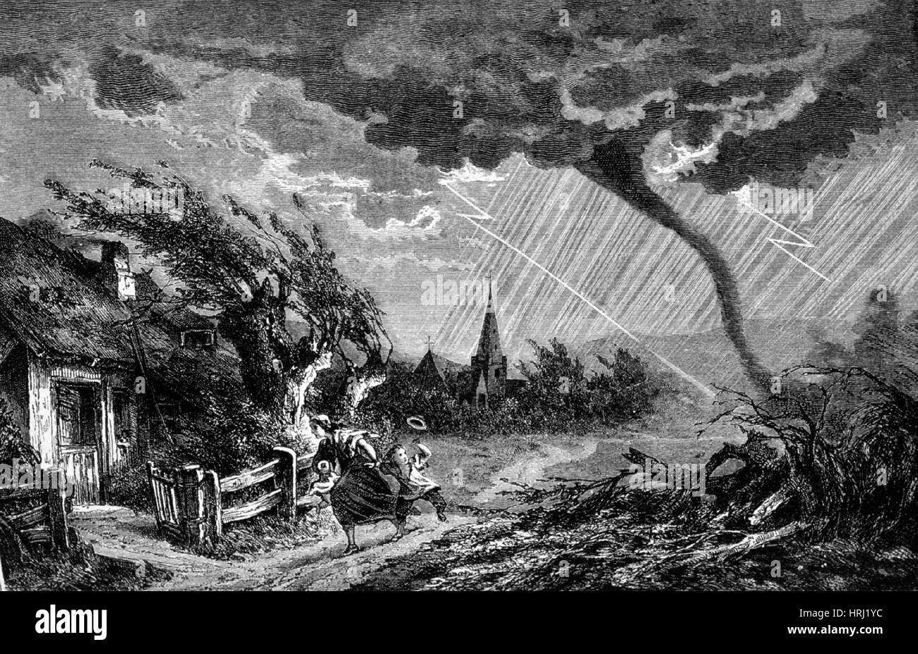 Tornado, Scattering Terror and Desolation, 1873 Stock Photo
