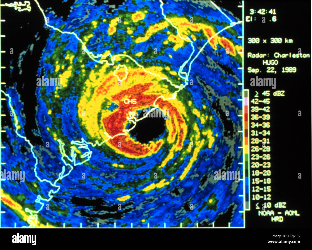 Hurricane Hugo, Digitized Radar Image, 1989 Stock Photo Alamy