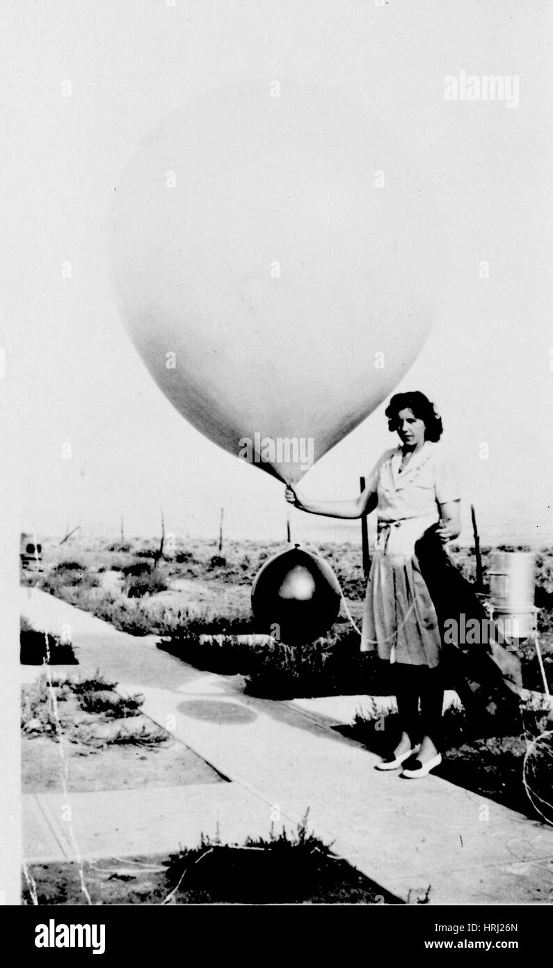Launching Pilot Balloon, 1944 Stock Photo