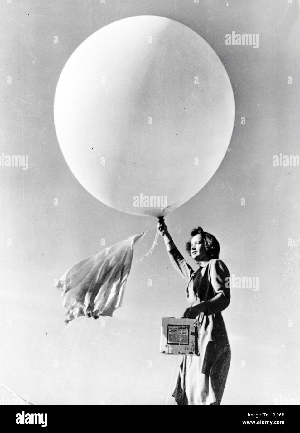 Launching Pilot Balloon, 1944 Stock Photo