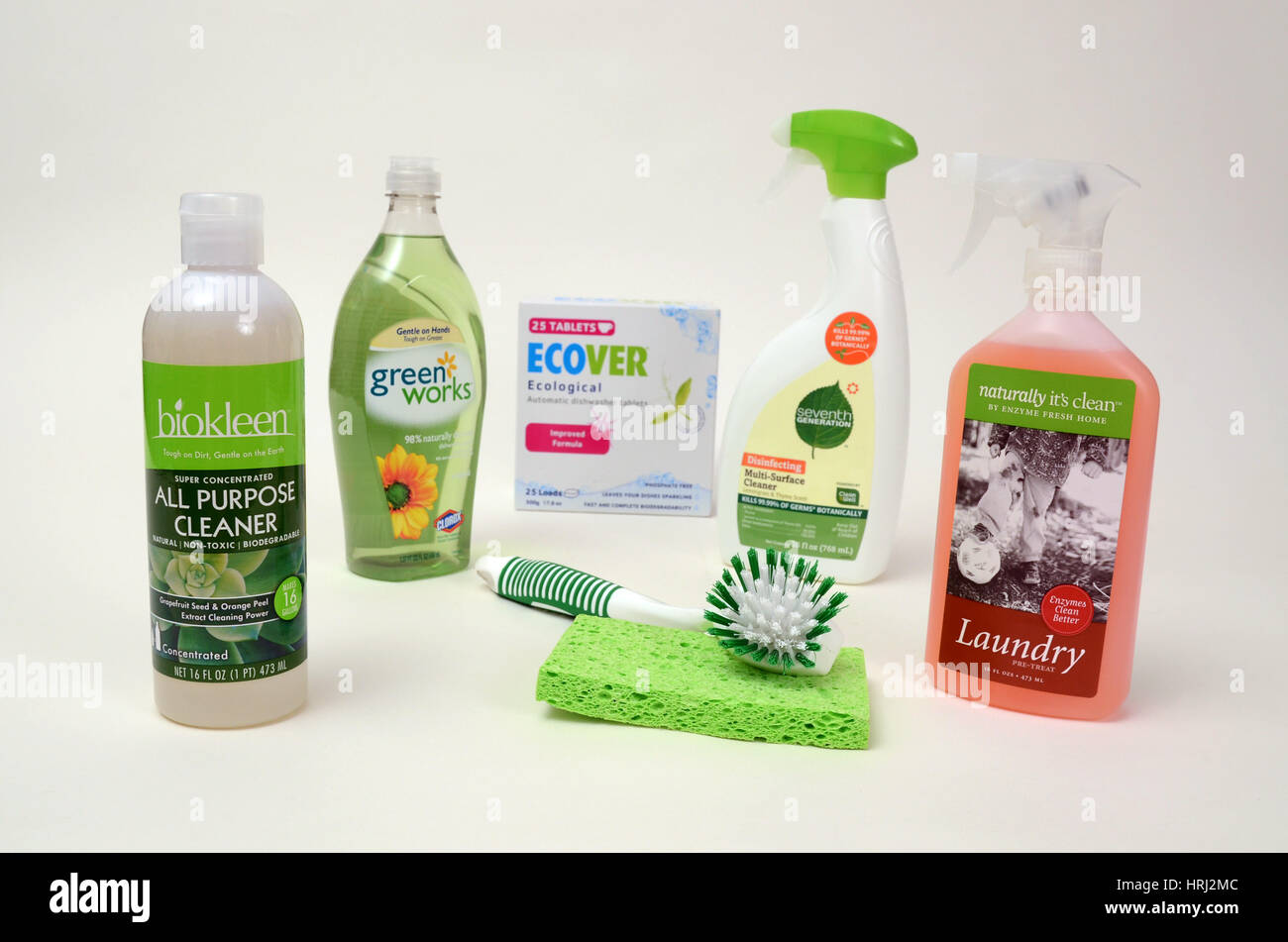 Green Cleaning Products Stock Photo Alamy