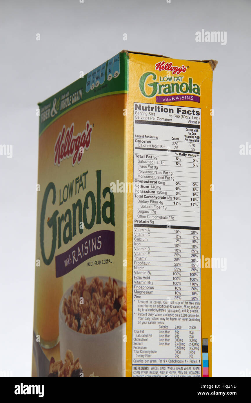 Nutritional Facts - Cereal Stock Photo