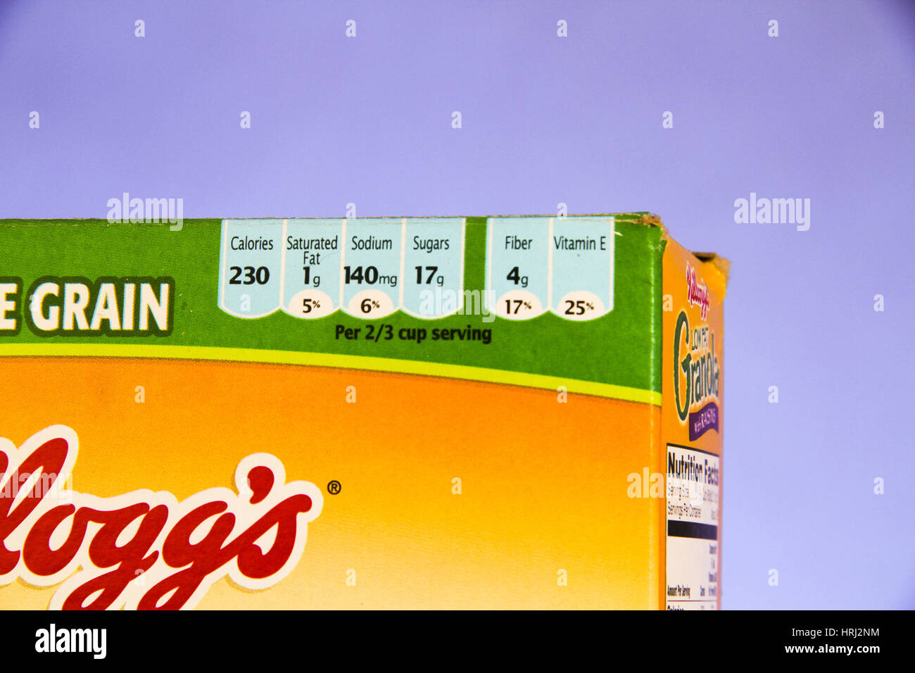 Nutritional Facts Cereal Stock Photo Alamy