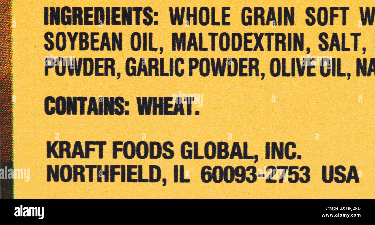 Nutritional Facts Crackers Stock Photo Alamy