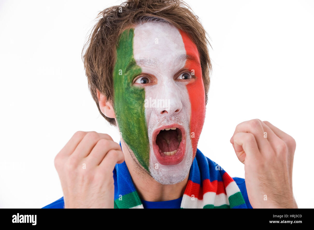Italian football fan , Italienischer Fussballfan zeigt Emotionen Stock ...