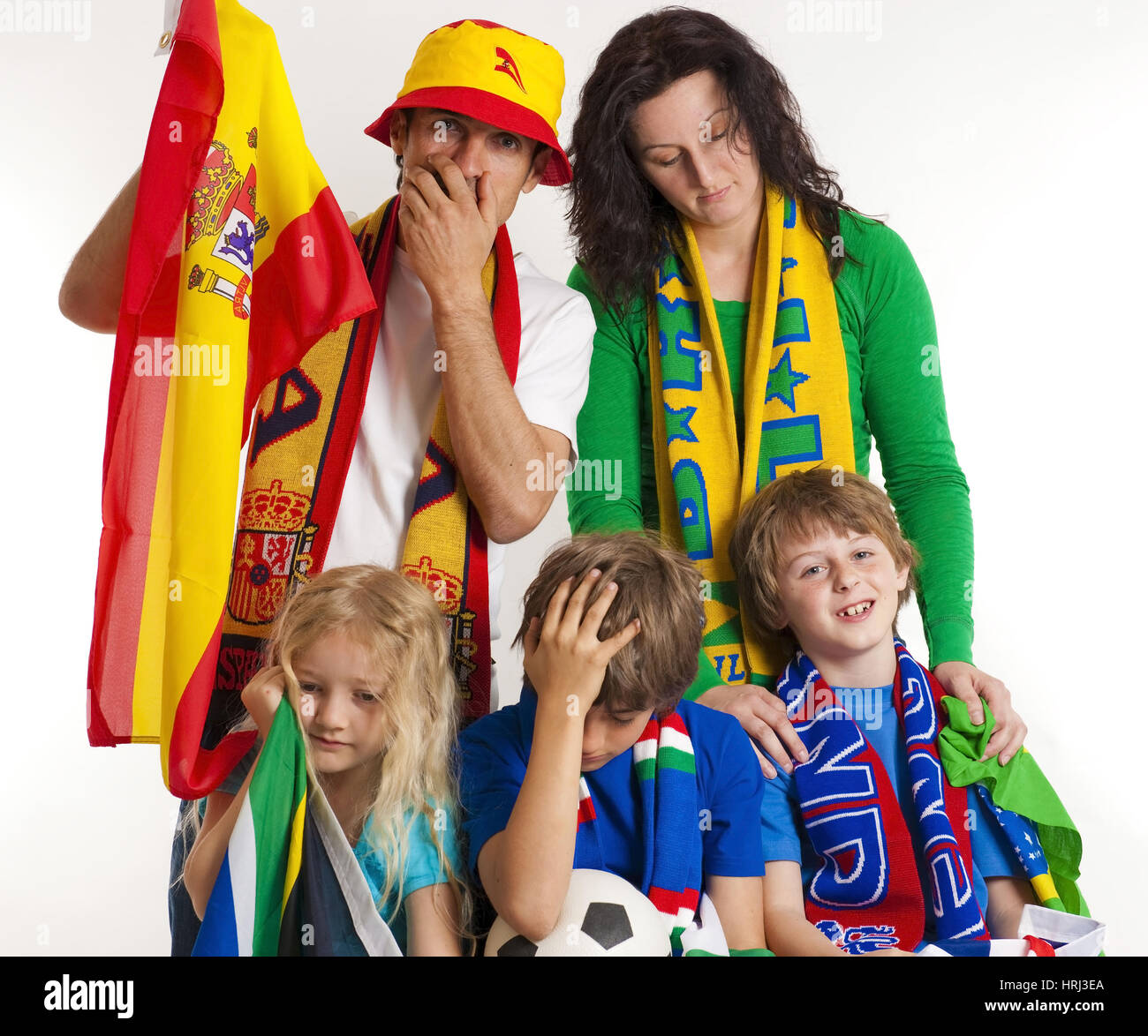 Football fans from verscheidenen countries, Fussballfans aus verschiedenen Laendern mit Fahne