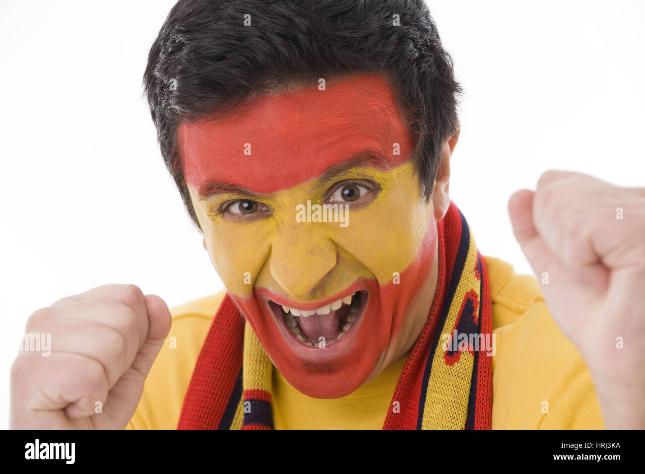 Spanish football fan , Spanischer Fussballfan zeigt Emotionen Stock Photo
