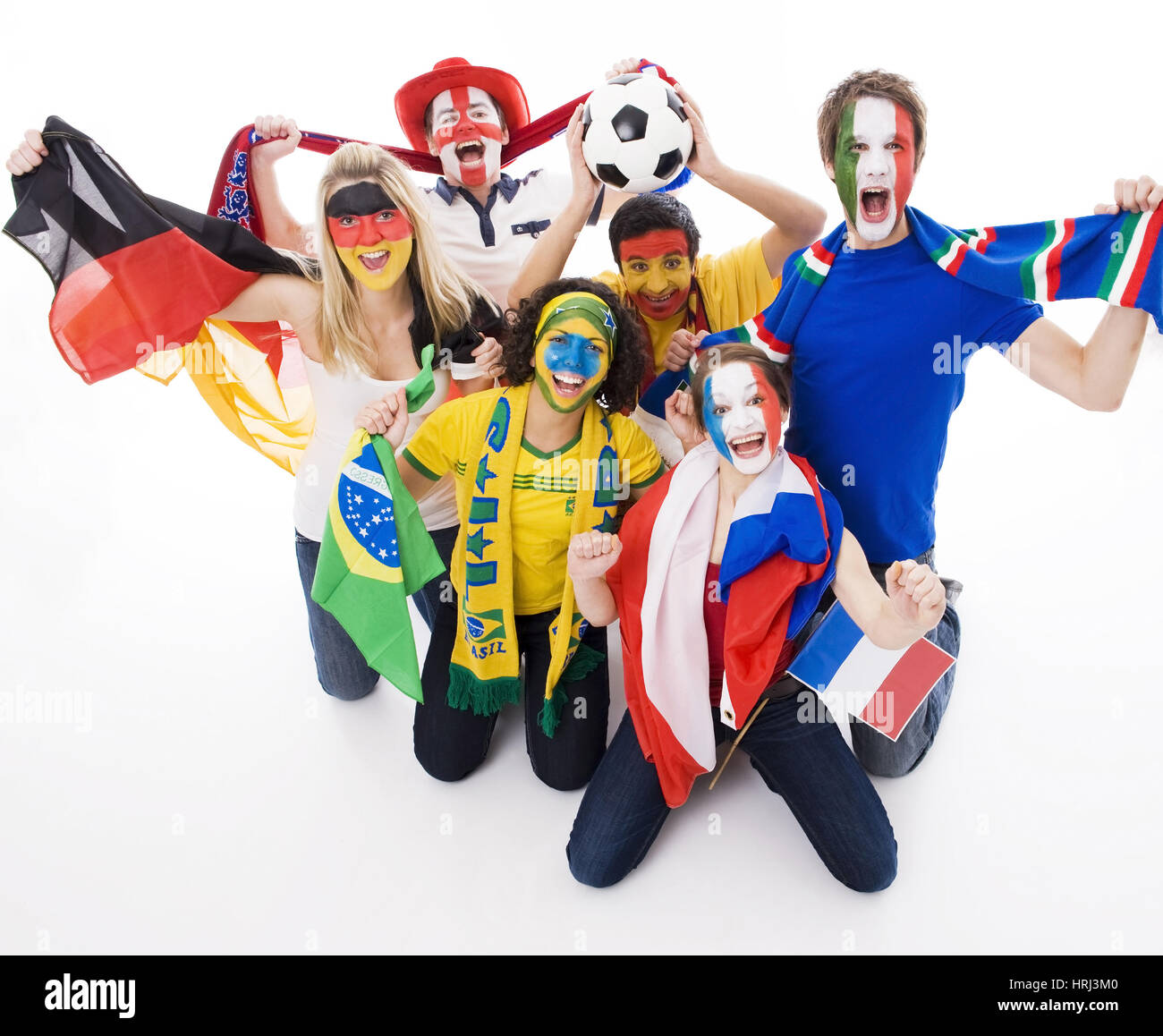 Football fans from all over the world, Fussballfans aus aller Welt zeigen Emotionen Stock Photo