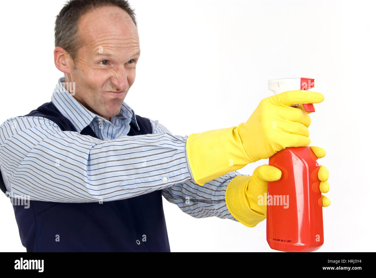 Putzmann with cleaning material - charman Stock Photo