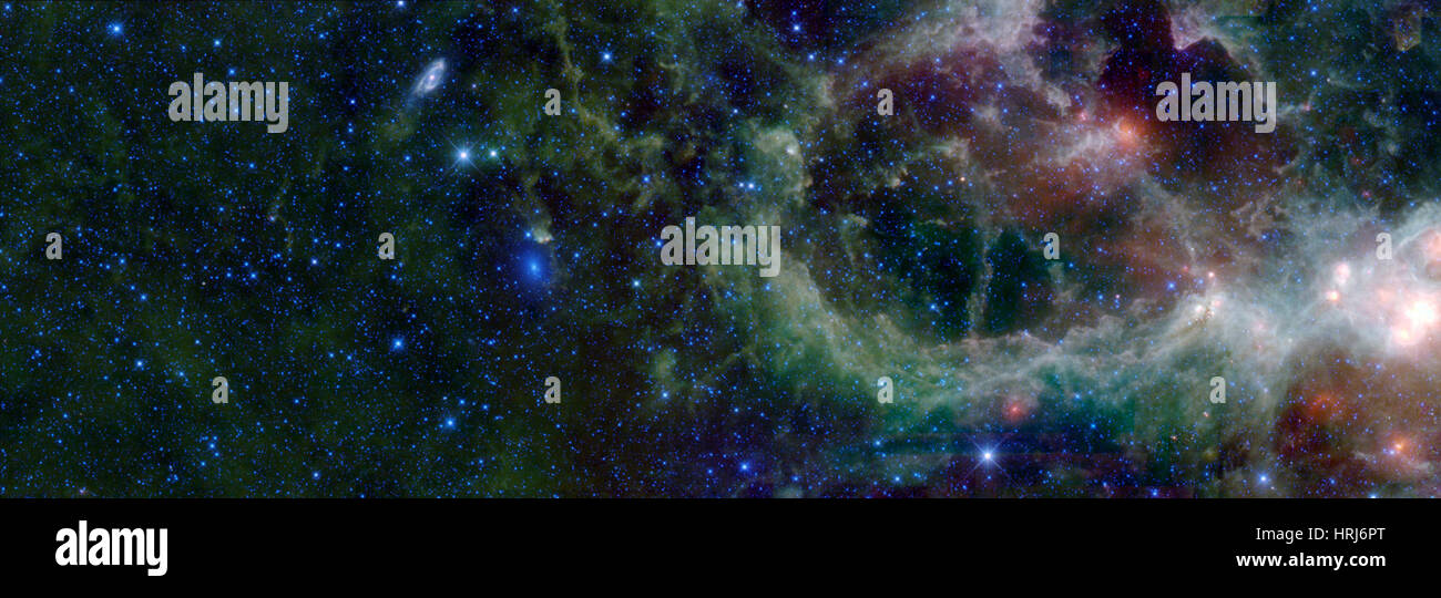 IC 1805, Heart Nebula and Nearby Galaxies Maffei 1, Maffei 2 Stock Photo