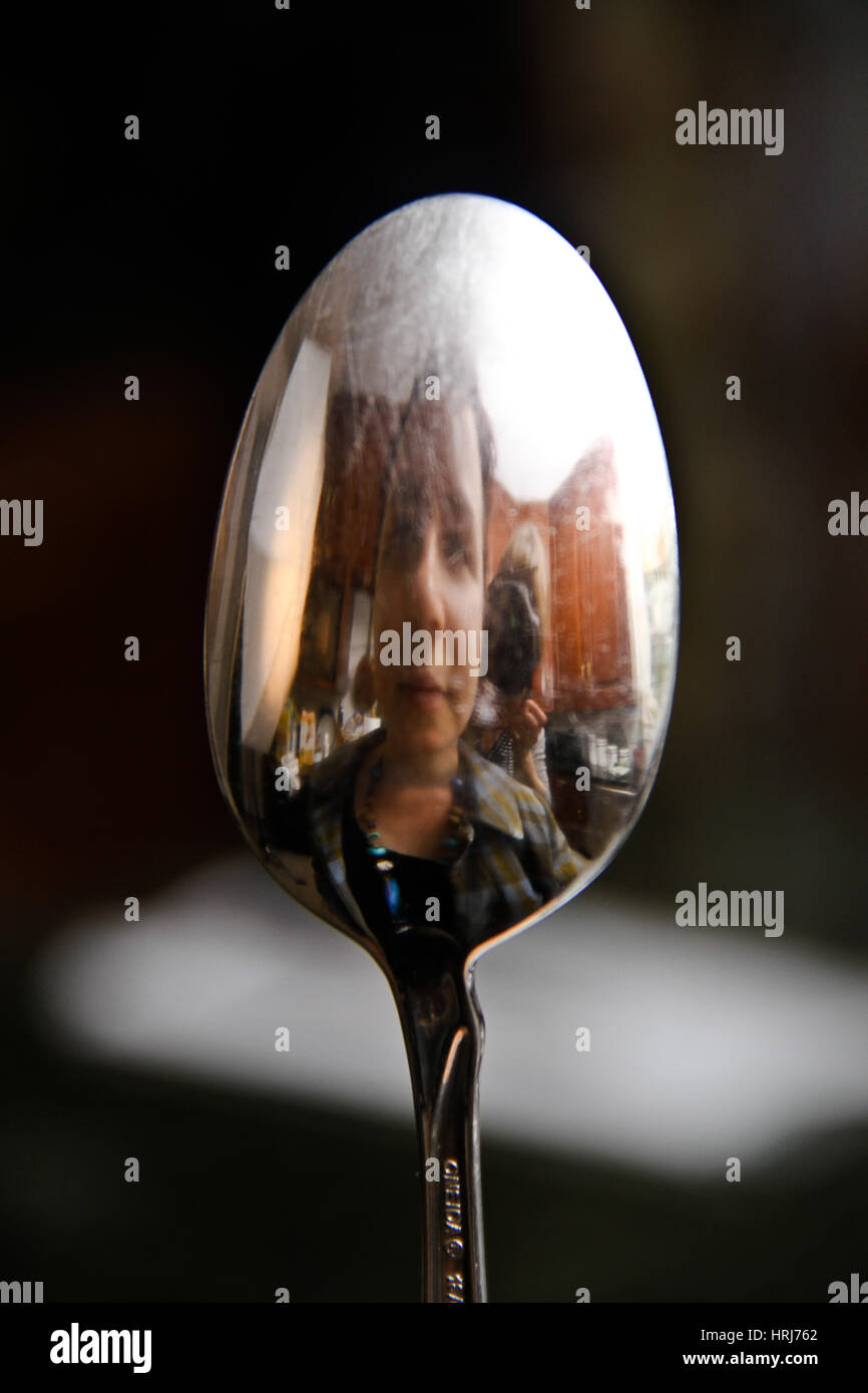 Reflection in a Spoon Stock Photo