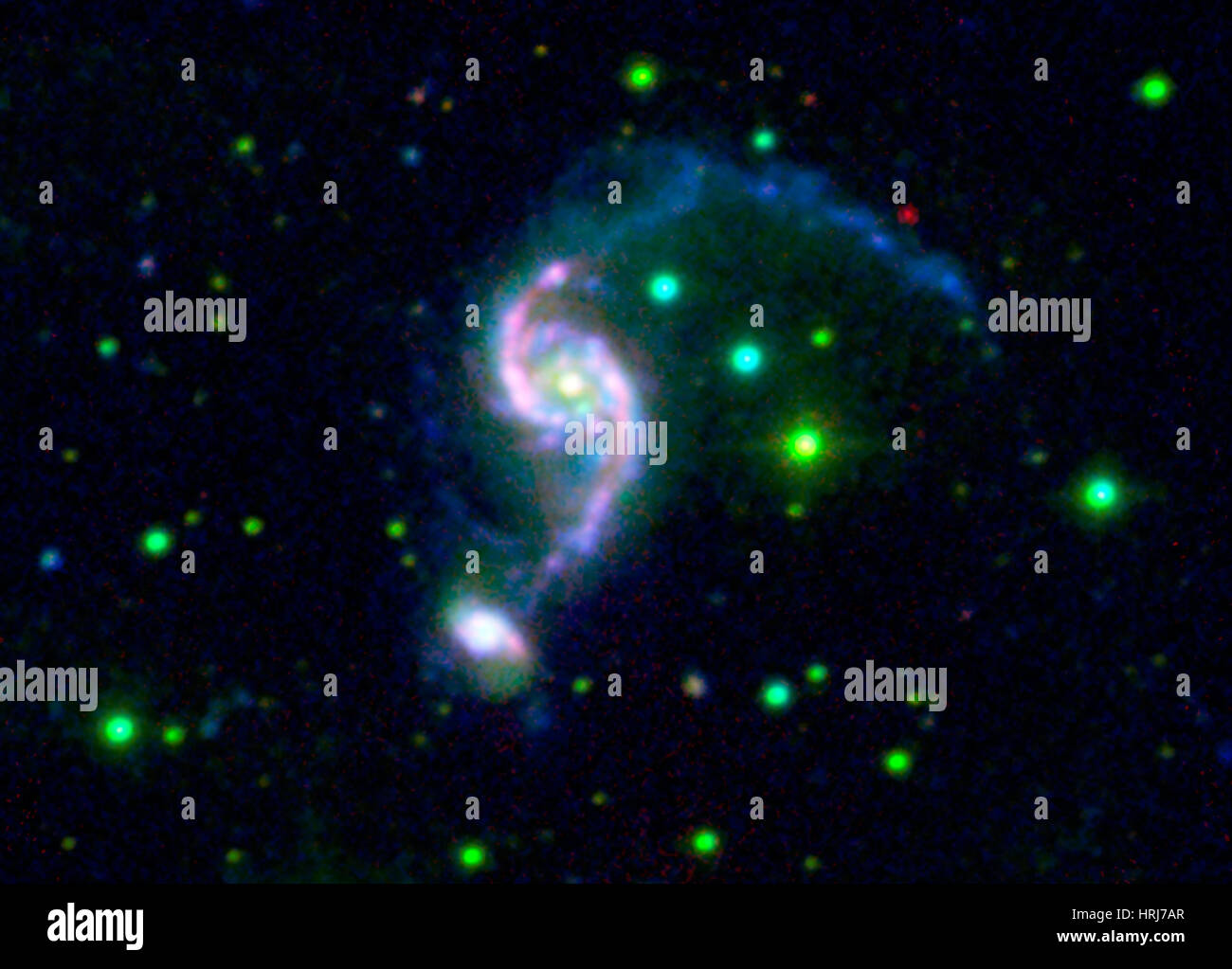 Arp 82, NGC 2535 and NGC 2536, Interacting Galaxies Stock Photo