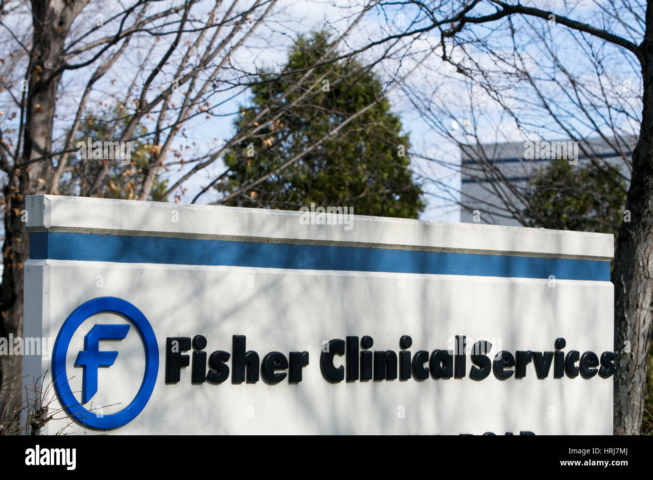 A logo sign outside of a facility occupied by Fisher Clinical Services in Allentown, Pennsylvania on February 26, 2017. Stock Photo