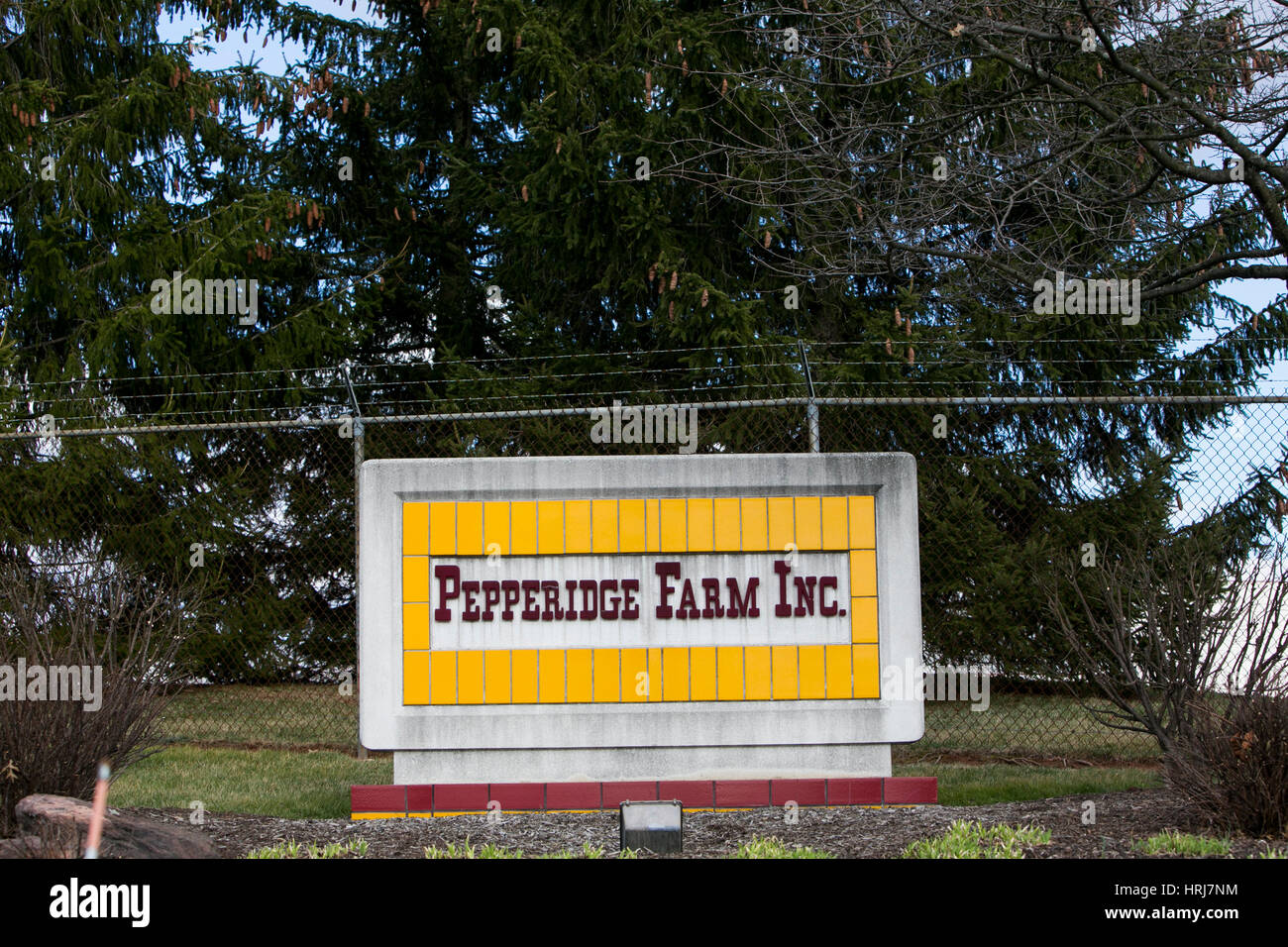 A logo sign outside of a facility occupied by Pepperidge Farm in Denver, Pennsylvania on February 26, 2017. Stock Photo