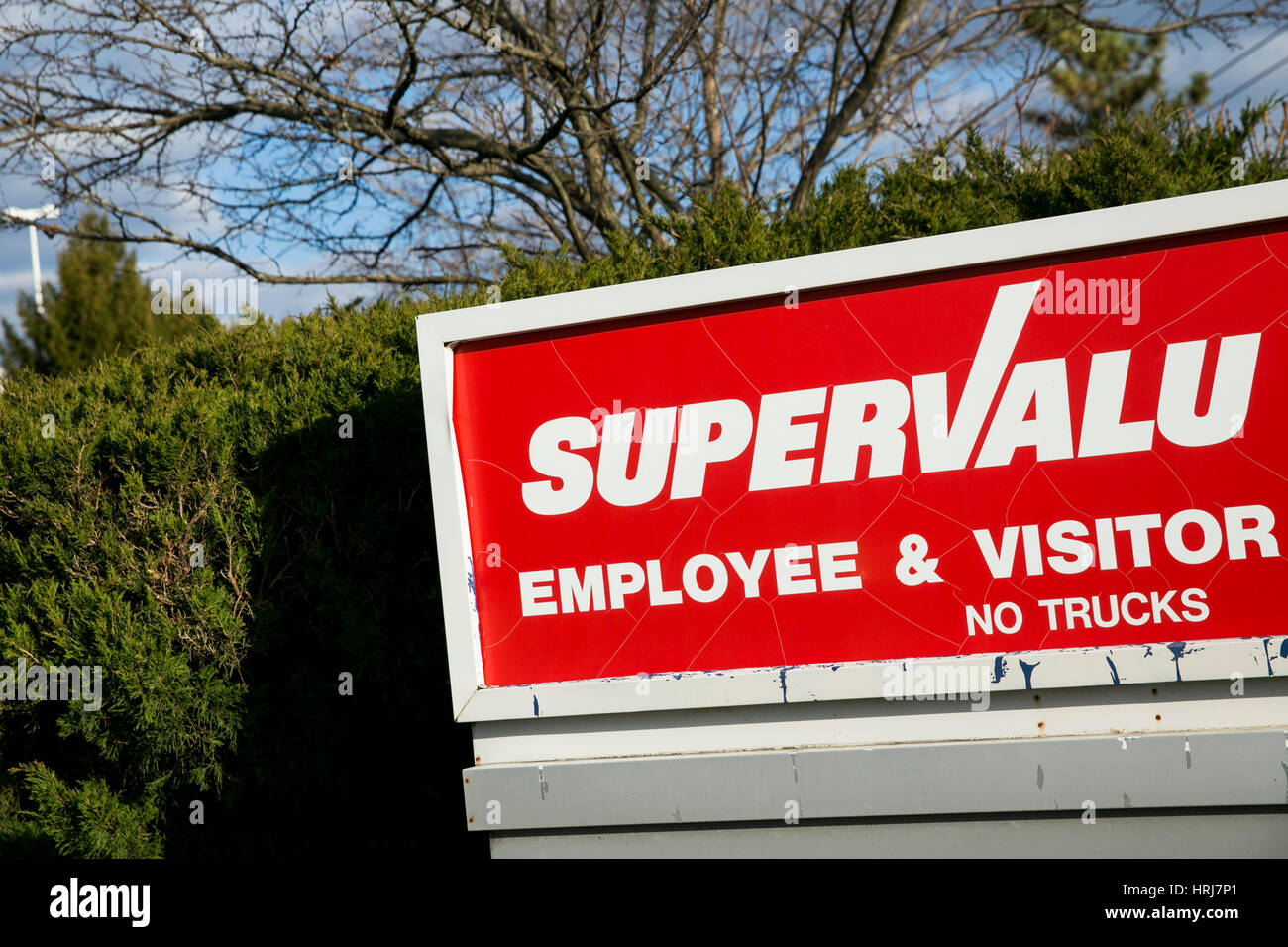 A logo sign outside of a facility occupied by SuperValu, Inc., in Denver, Pennsylvania on February 26, 2017. Stock Photo