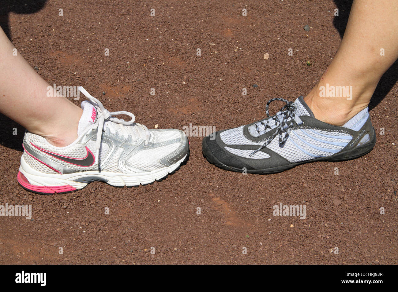 Barefoot Running Shoe and Normal Running Shoe Stock Photo Alamy