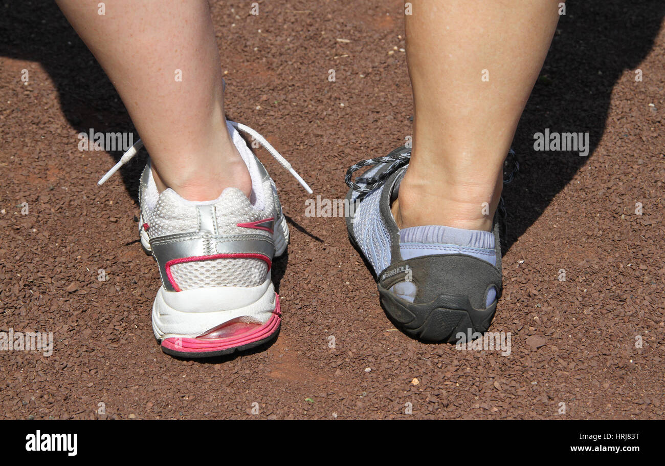Barefoot Running Shoe and Normal Running Shoe Stock Photo Alamy