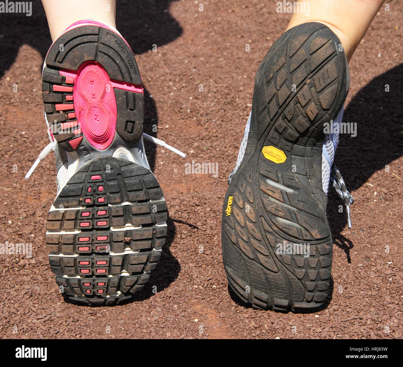 Barefoot Running Shoe and Normal Running Shoe Stock Photo Alamy