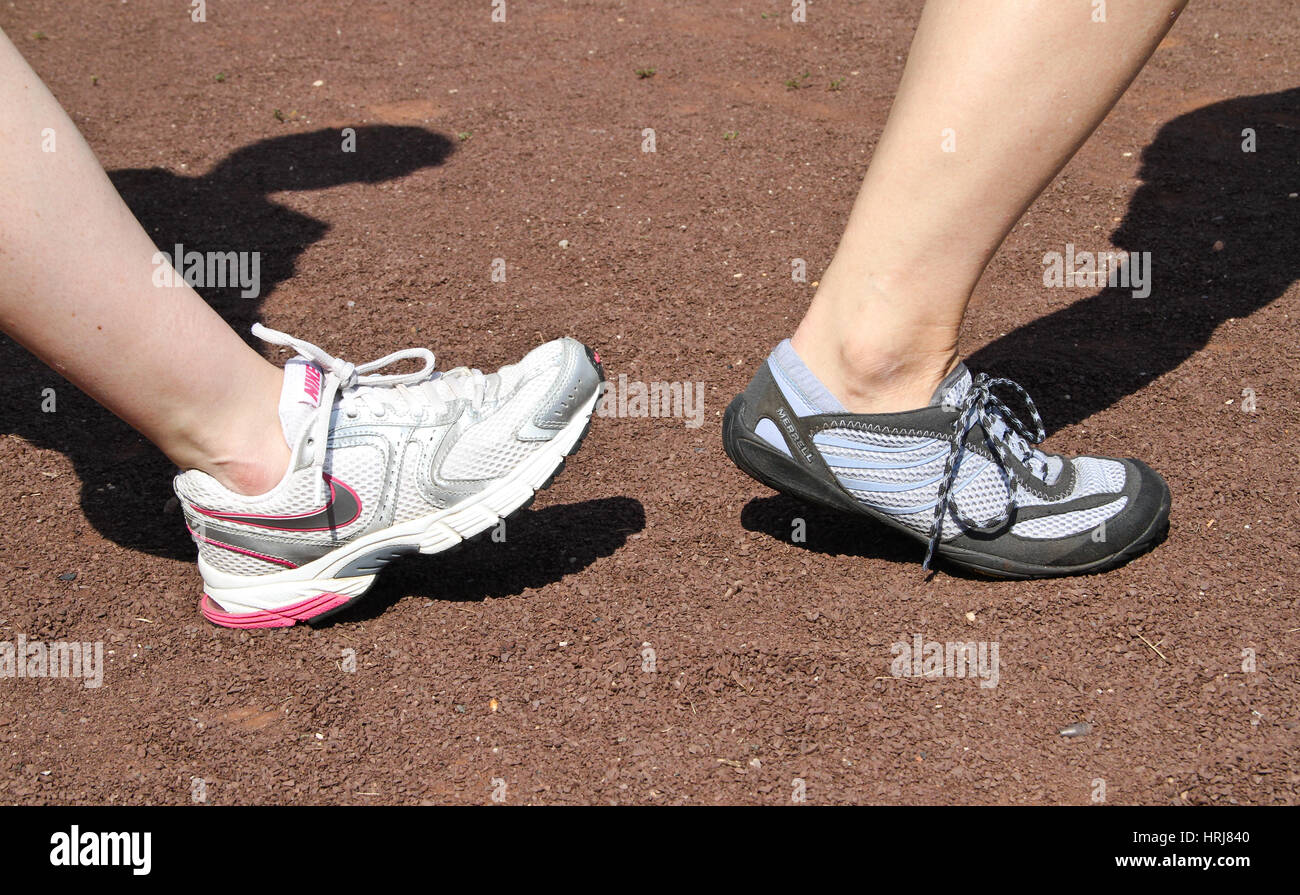 Barefoot Running Shoe and Normal Running Shoe Stock Photo Alamy