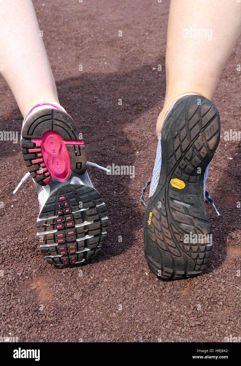 Barefoot Running Shoe and Normal Running Shoe Stock Photo Alamy