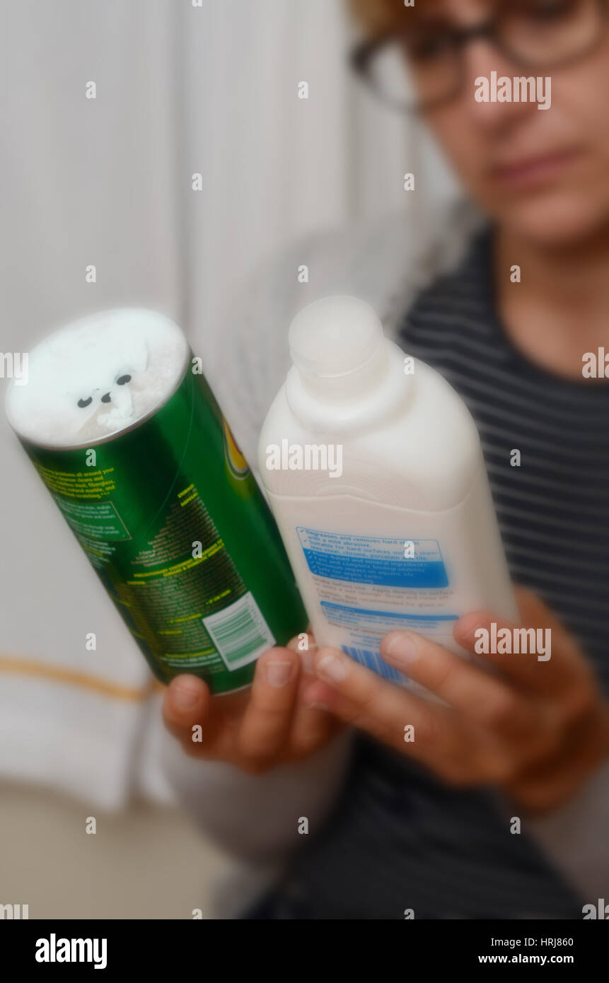 Natural versus Chemical Cleaners Stock Photo