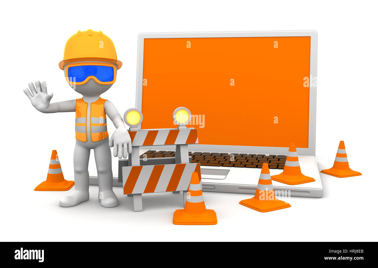 Industrial worker with laptop. Isolated Stock Photo - Alamy