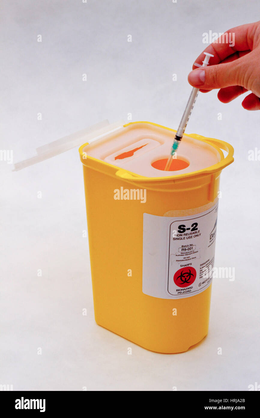 Sharps Disposal Container, FDA Approved Stock Photo Alamy