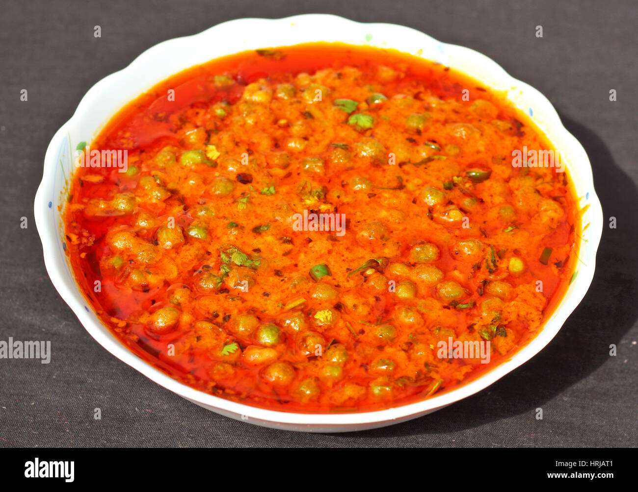Indian style muttar masala Sabji (spicy green pea vegetable Stock Photo