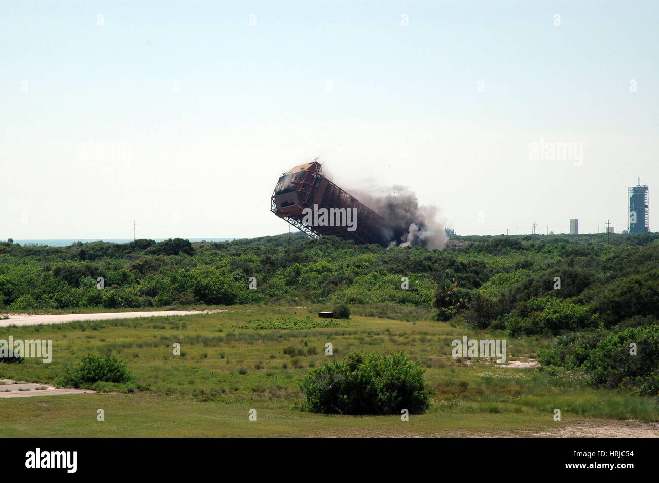 Service Tower Demolition, Cape Canaveral Stock Photo
