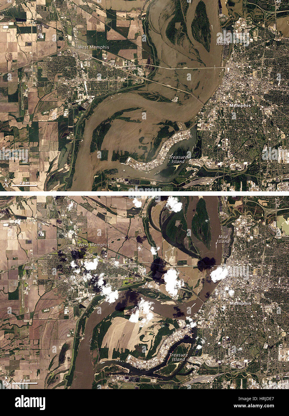 Memphis Flooding, Landsat, 2010-11 Stock Photo