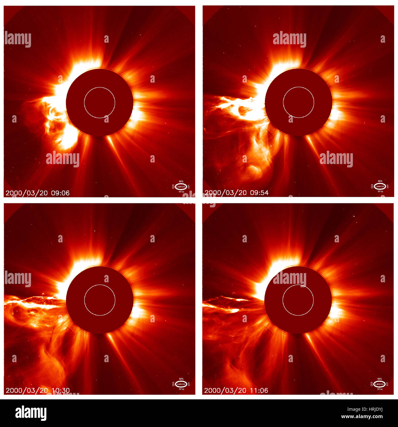 Coronal Mass Ejection Sequence, LASCO, 2000 Stock Photo