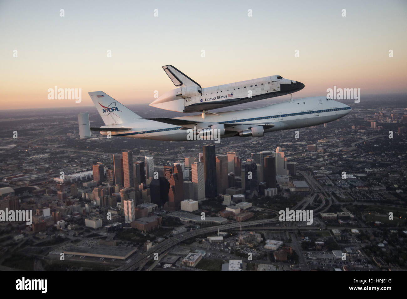 Shuttle Carrier Aircraft over Houston Stock Photo