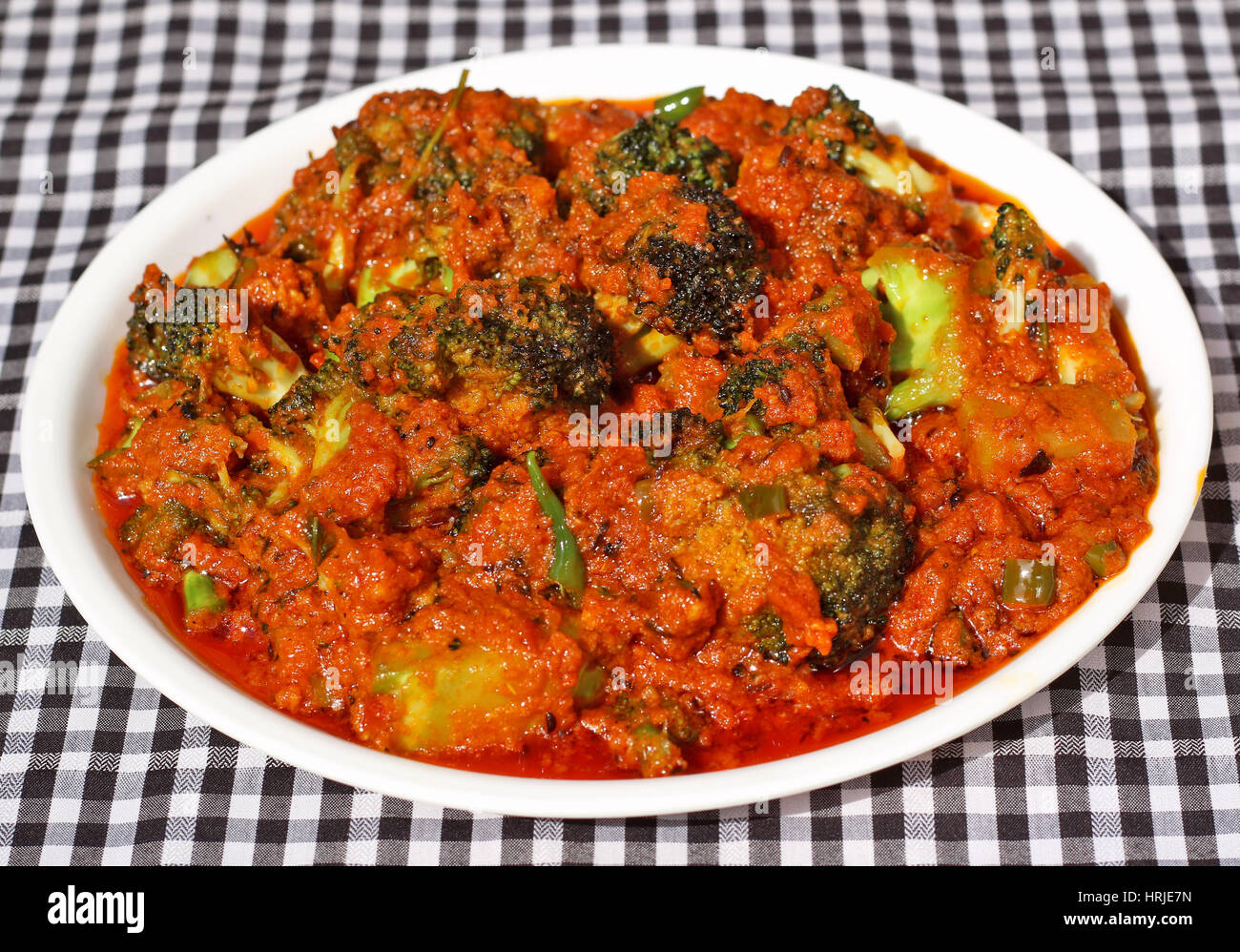 Indian style Broccoli Sabji (spicy broccoli curry) Stock Photo