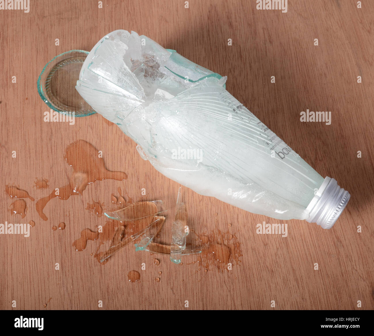 Bottle Broken by Expanding Ice Stock Photo