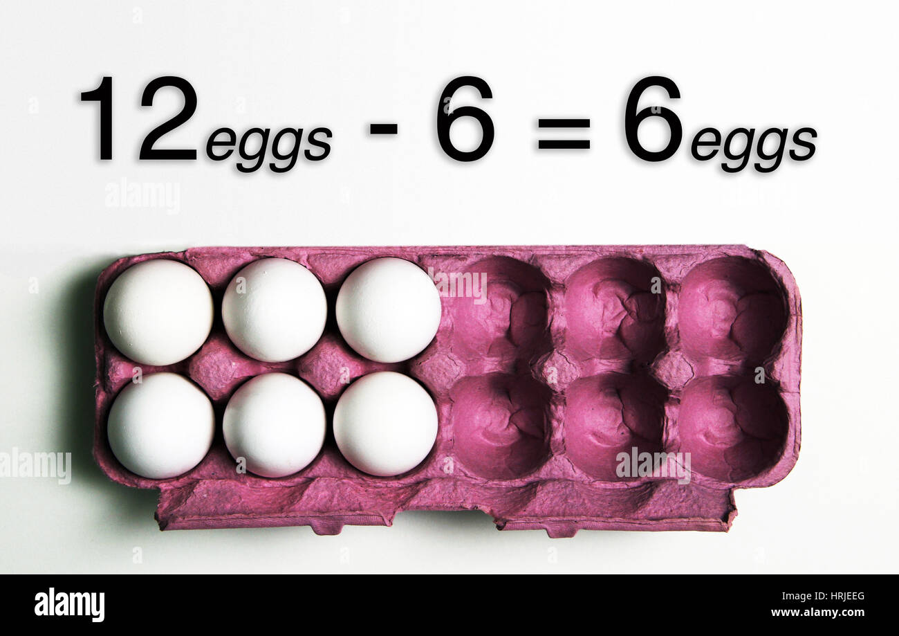 6 Eggs = Half a Dozen Stock Photo